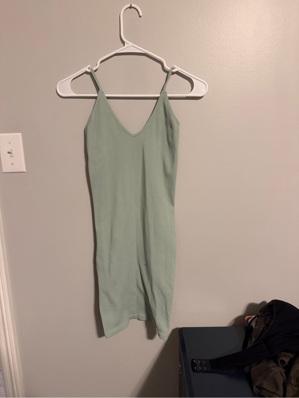 Garage Mint Green Ribbed Slip Dress - Spaghetti Strap Mini